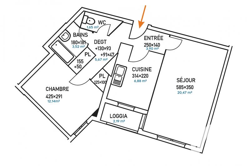 Appartement - 54 m² - 2 pièces