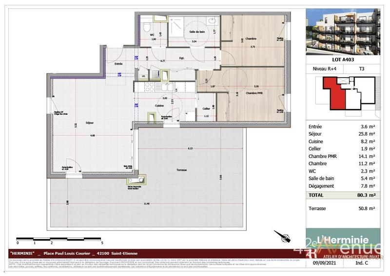 Appartement - 80 m² - 3 pièces
