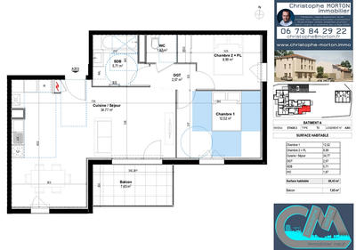 Appartement - 66 m² - 3 pièces