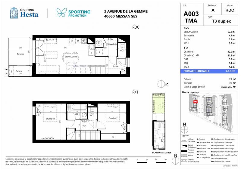 Duplex - 62 m² - 3 pièces