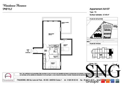 Appartement - 57 m² - 3 pièces