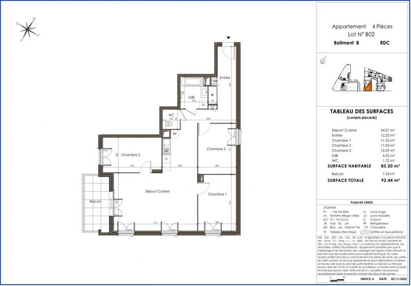 Appartement - 85 m² - 4 pièces