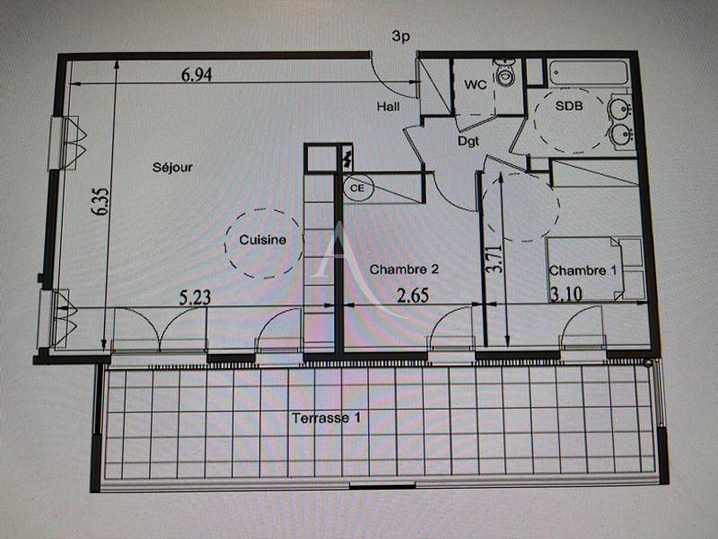 Appartement - 68 m² - 3 pièces