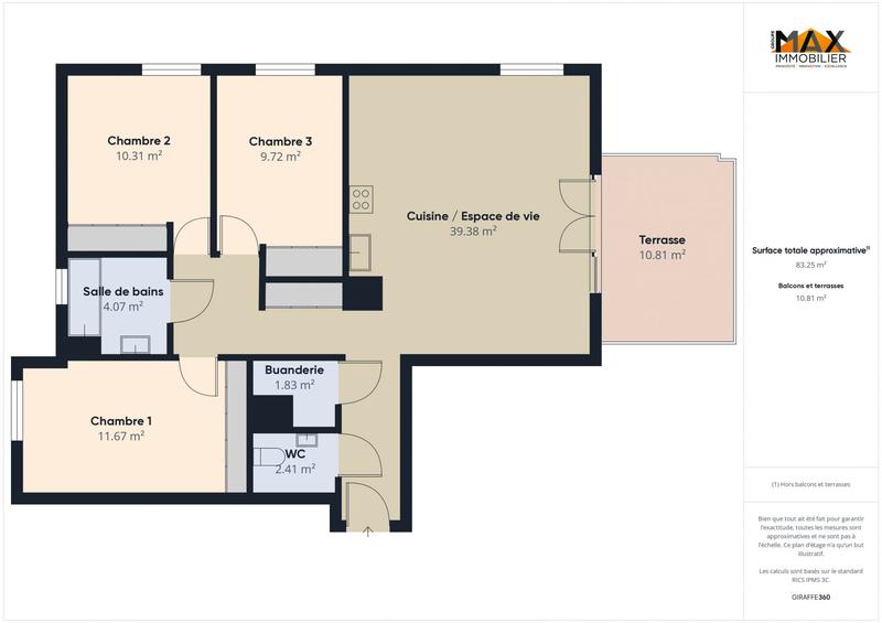 Appartement - 85 m² - 4 pièces