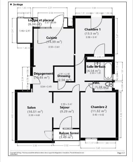 Appartement - 84 m² - 3 pièces