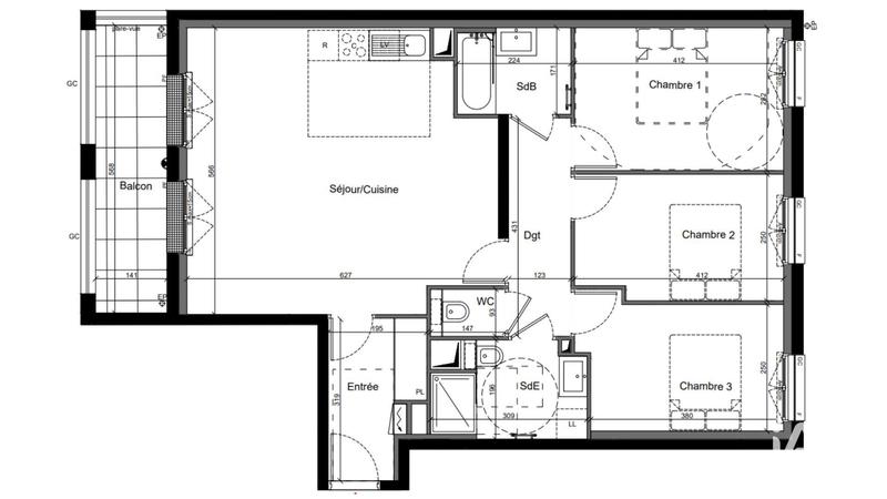 Appartement - 85 m² - 4 pièces