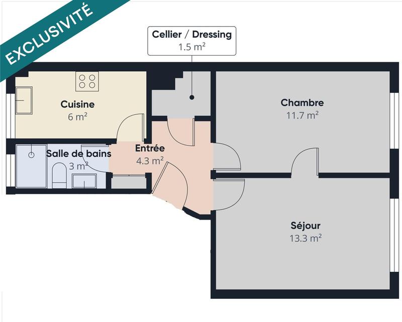 Appartement - 40 m² - 1 pièce