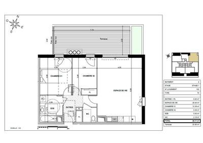 Appartement - 66 m² - 3 pièces