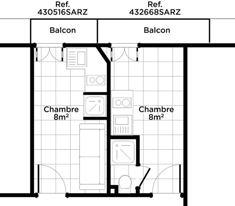 Appartement - 8 m² - 1 pièce