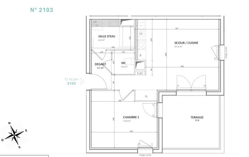 Appartement - 45 m² - 2 pièces