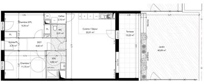 Appartement - 72 m² - 3 pièces