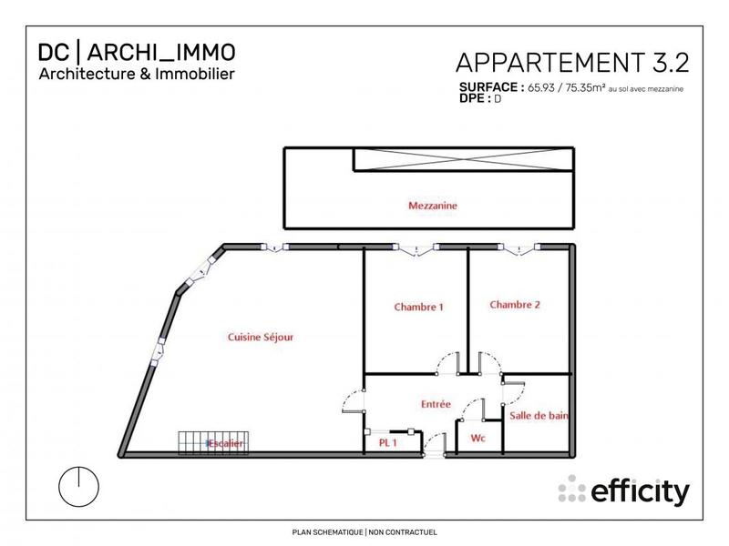 Appartement - 75 m² - 3 pièces