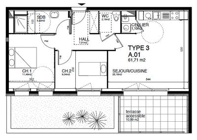 Appartement - 65 m²