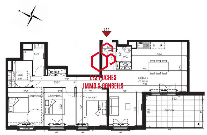 Appartement - 92 m² - 4 pièces