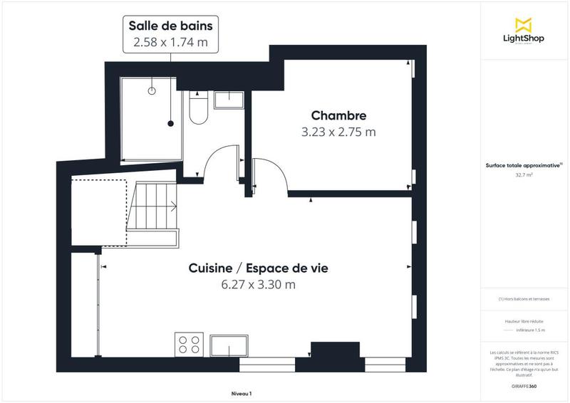 Appartement - 32 m² - 2 pièces