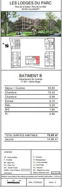 Appartement - 70 m² - 3 pièces