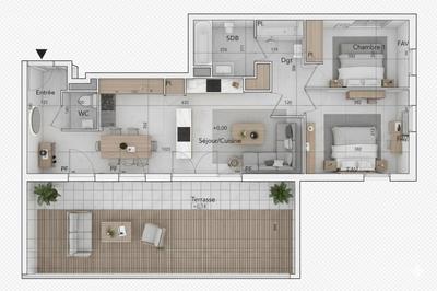 Appartement - 64 m² - 3 pièces