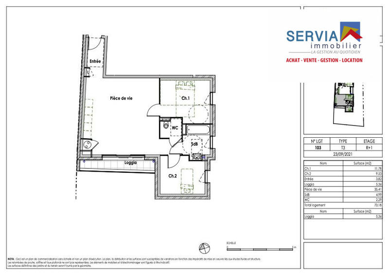 Appartement - 73 m² - 3 pièces