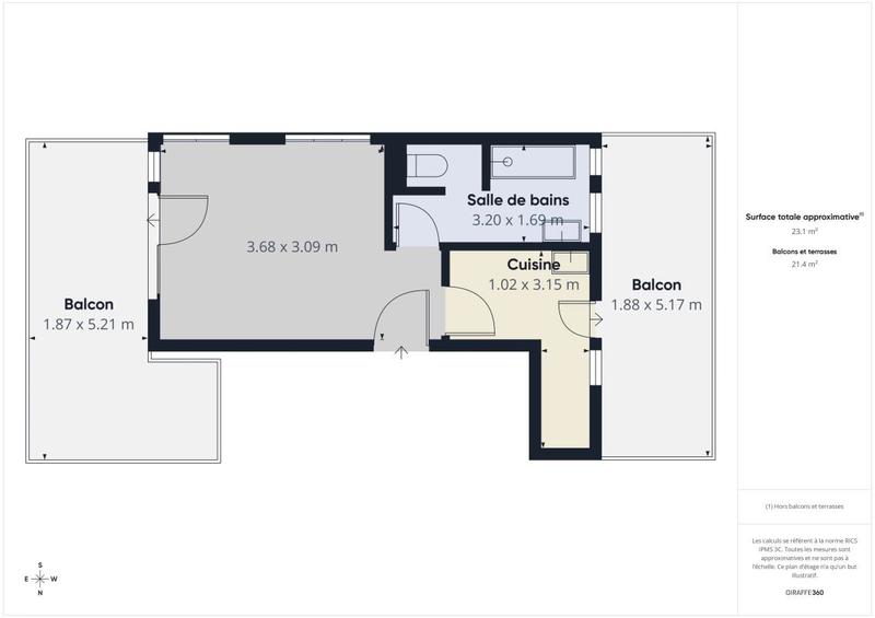 Appartement ancien - 24 m² - 1 pièce