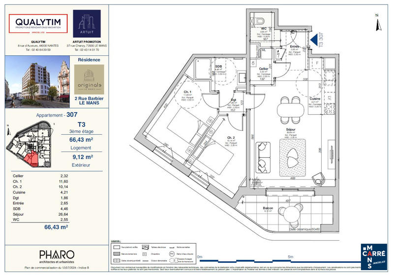 Appartement - 66 m² - 3 pièces