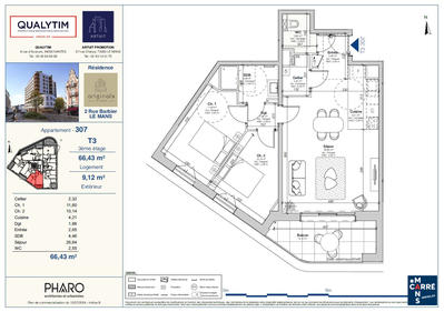 Appartement - 66 m² - 3 pièces