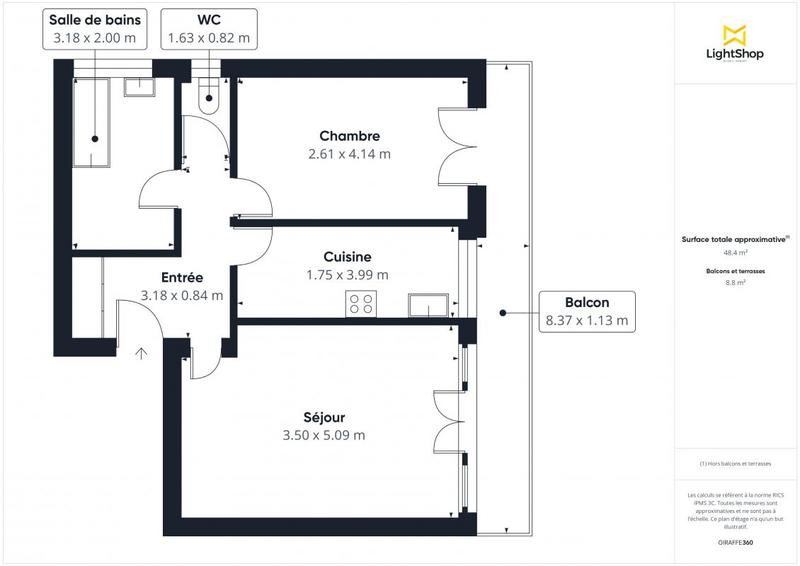 Appartement - 49 m² - 2 pièces