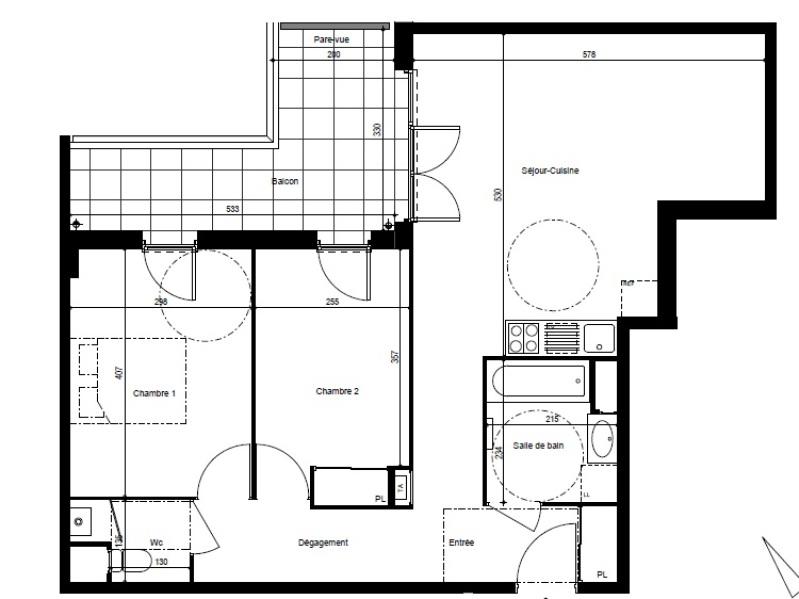 Appartement - 66 m² - 3 pièces
