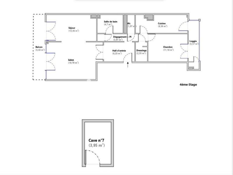 Appartement - 72 m² - 3 pièces