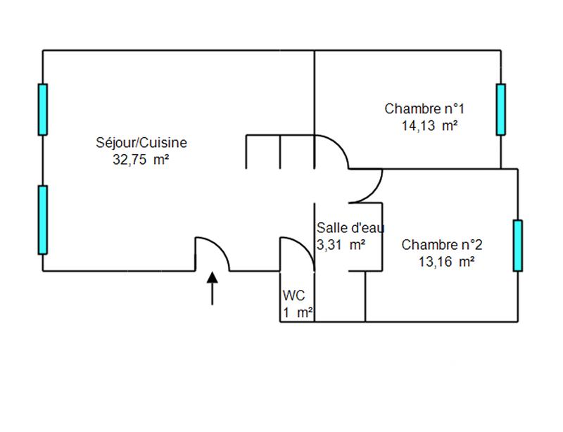 Appartement - 64 m² - 3 pièces