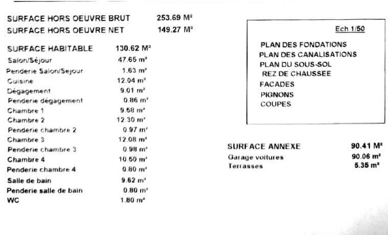 Pavillon - 130 m² - 5 pièces
