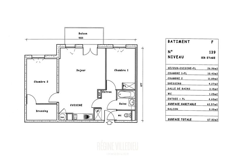 Appartement - 62 m² - 3 pièces