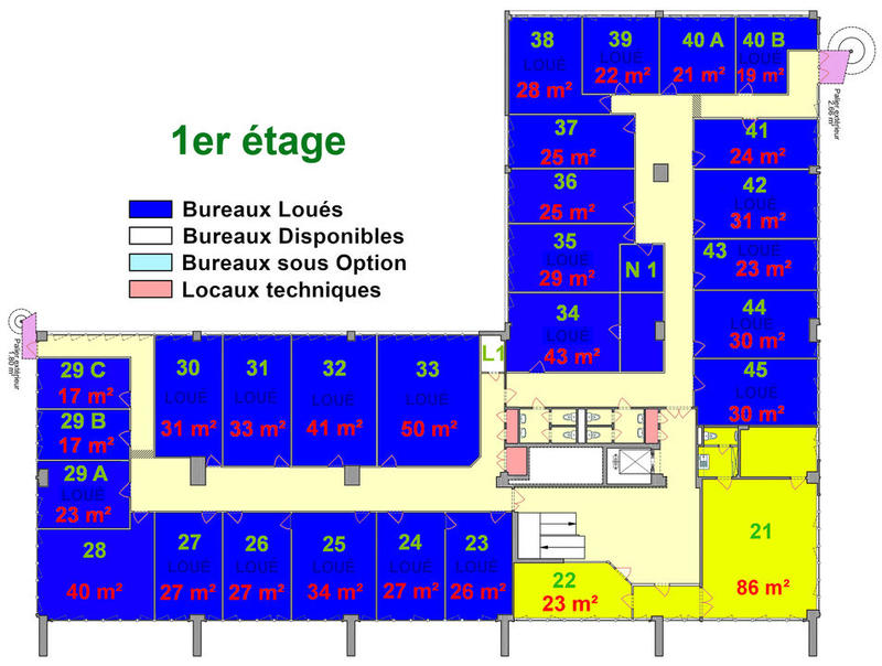 Bureau - 109 m² - 1 pièce