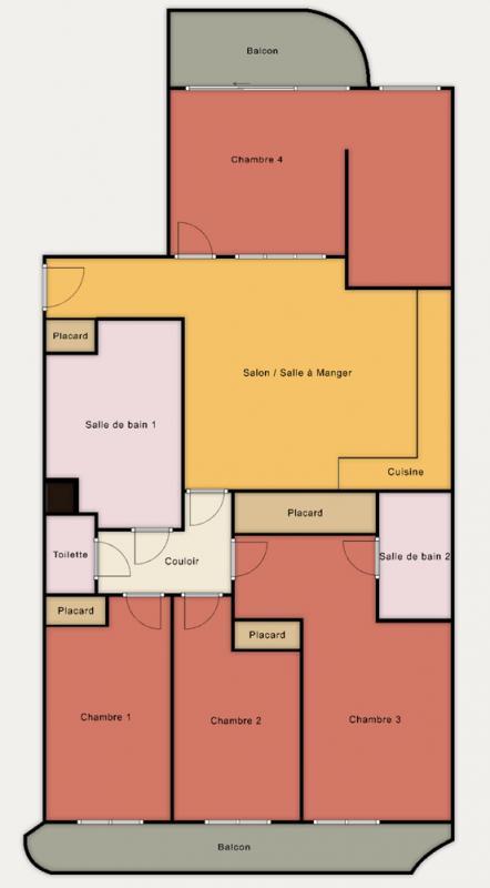 Chambre - 19 m² - 4 pièces