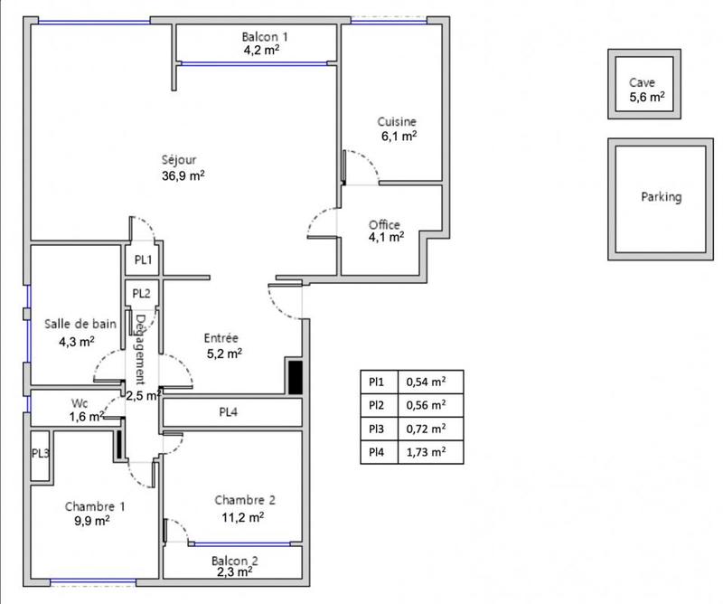 Appartement - 85 m² - 4 pièces