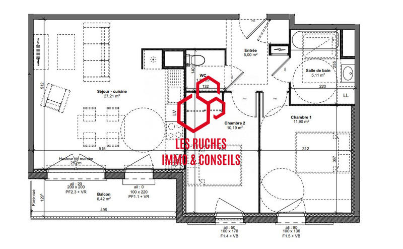 Appartement - 61 m² - 3 pièces