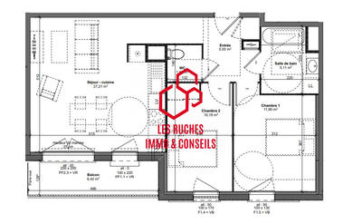 Appartement - 61 m² - 3 pièces