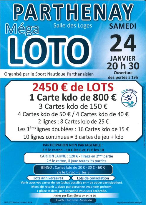 Méga Loto du Sport Nautique Parthenaisien