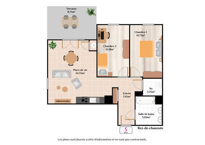 Appartement - 64 m² - 3 pièces