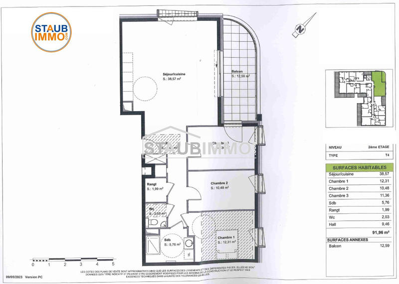 Appartement - 91 m² - 4 pièces