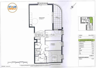 Appartement - 91 m² - 4 pièces