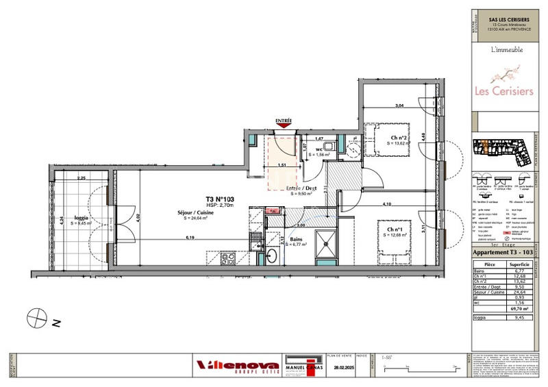 Appartement - 63 m² - 3 pièces