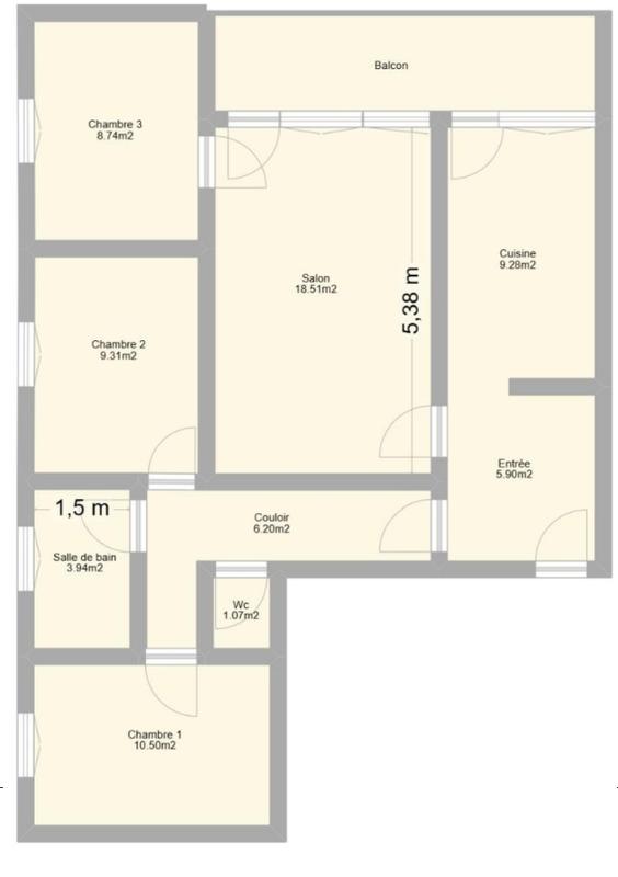 Appartement - 73 m² - 4 pièces