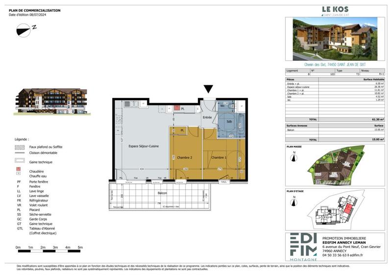 Appartement - 61 m² - 3 pièces