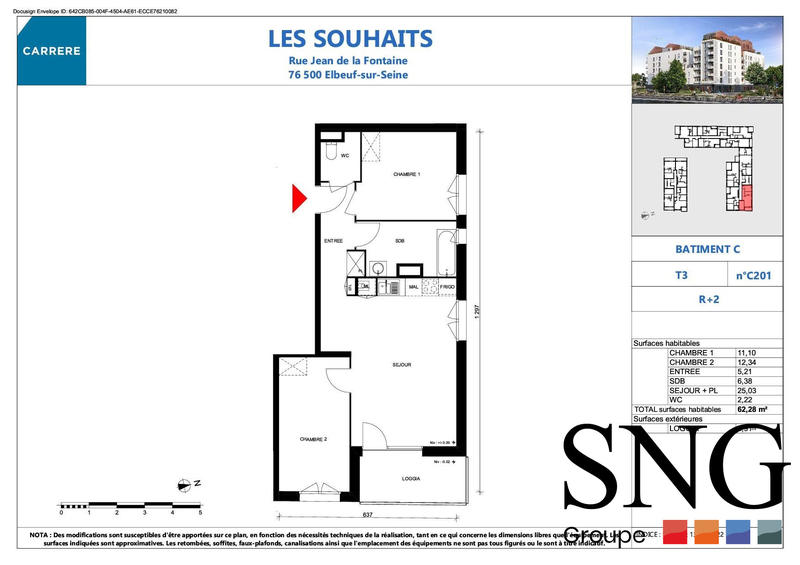 Appartement - 63 m² - 3 pièces