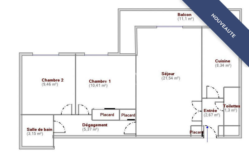 Appartement - 62 m² - 3 pièces