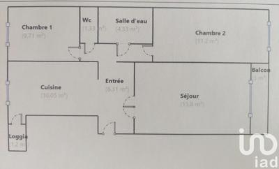 Appartement - 61 m² - 3 pièces
