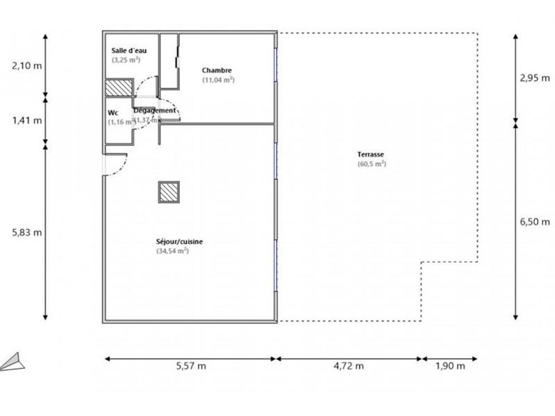 Appartement - 51 m² - 2 pièces