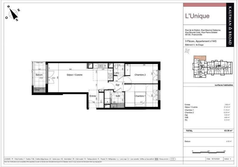 Appartement - 63 m² - 3 pièces