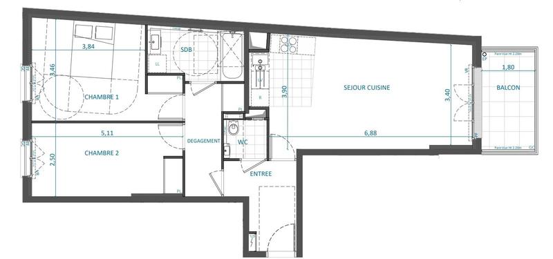 Appartement - 73 m² - 3 pièces