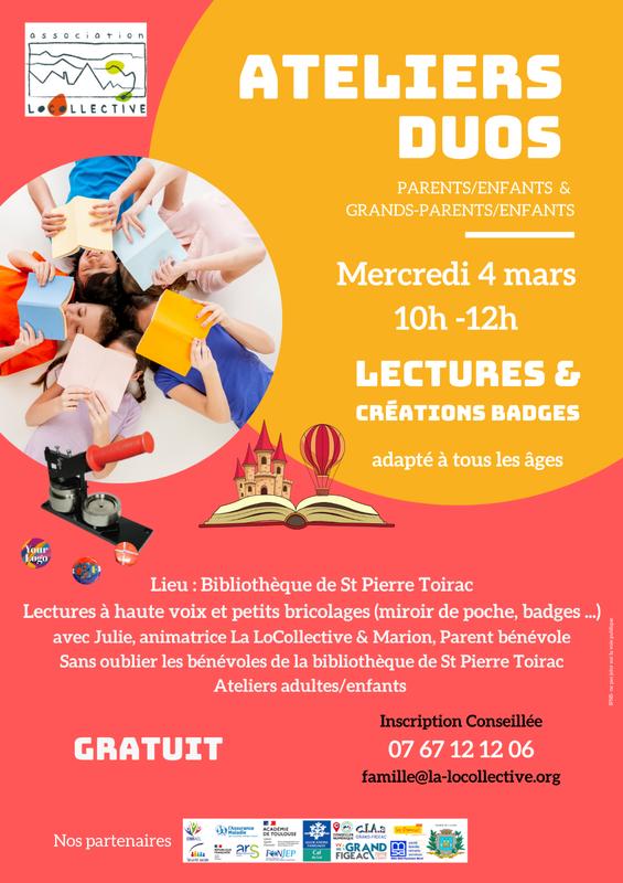 Ateliers duos (lecture et bricolage) à Saint-Pierre-Toirac